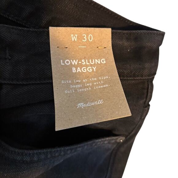 Madewell Low-Slung Baggy Jeans Size 30 Garza Wash Black Wide Leg NWT Cotton - Picture 10 of 11
